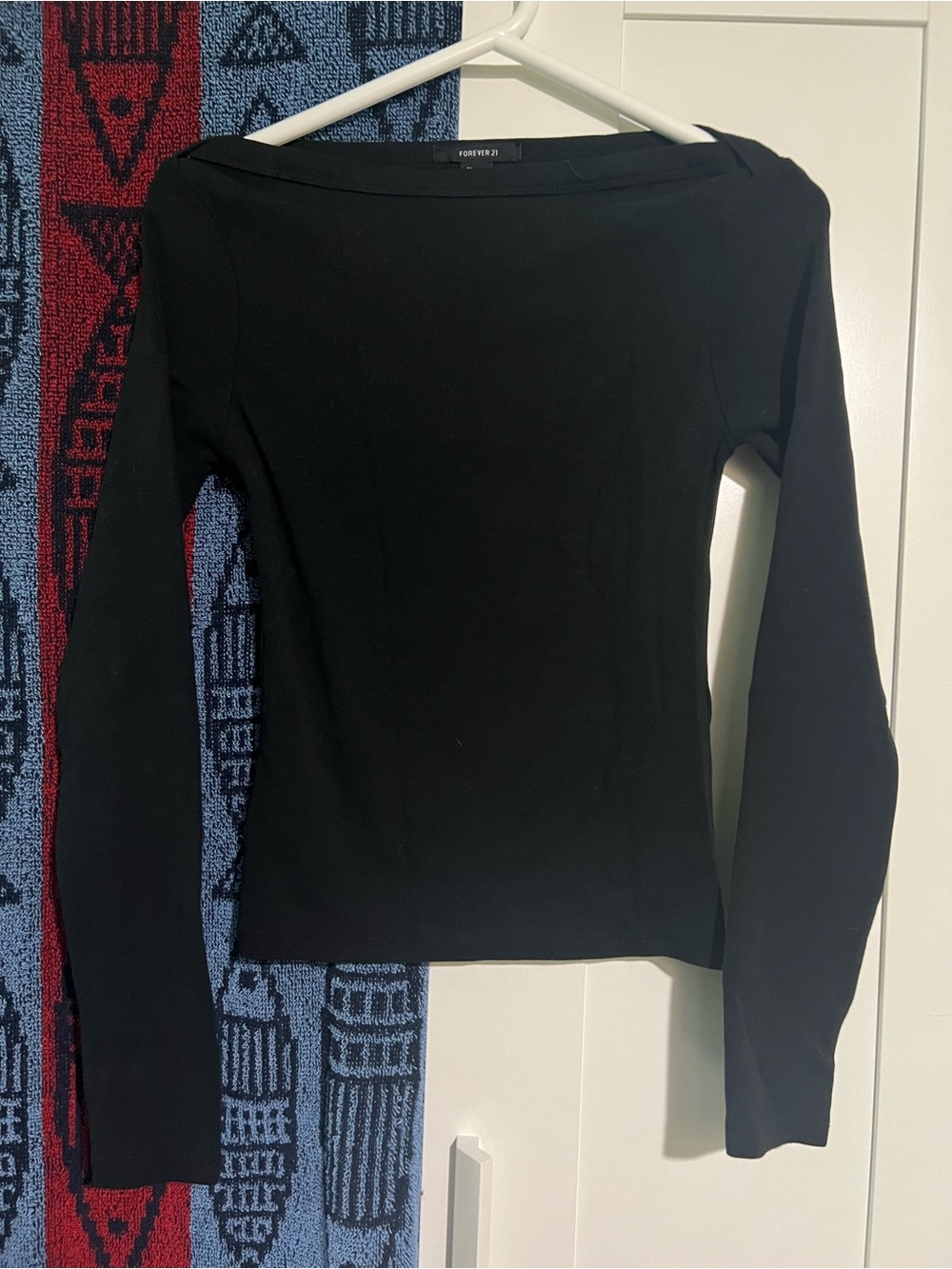 Forever 21 Black Off-Shoulder Long Sleeve Top